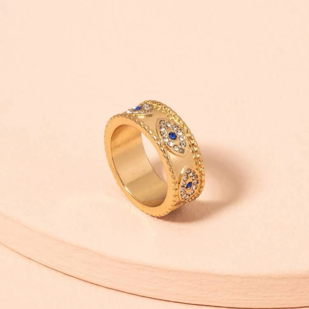 Gold, evil eye ring